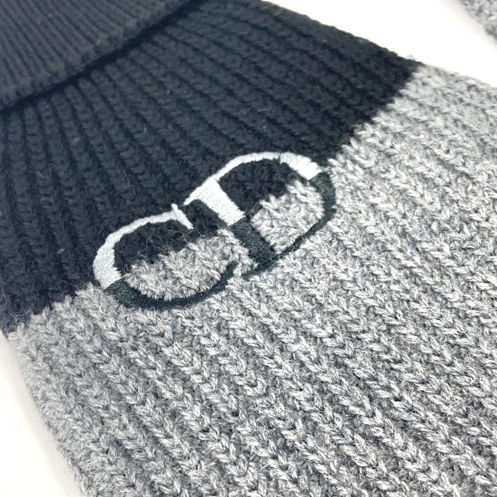 Dior 213MG01AT481 Logo CD Bicolor Accessories Gloves Wool Black/gray