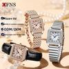 OFNS Retro Classic Roman Numeral Women's Quartz Watch with Diamond Inlay