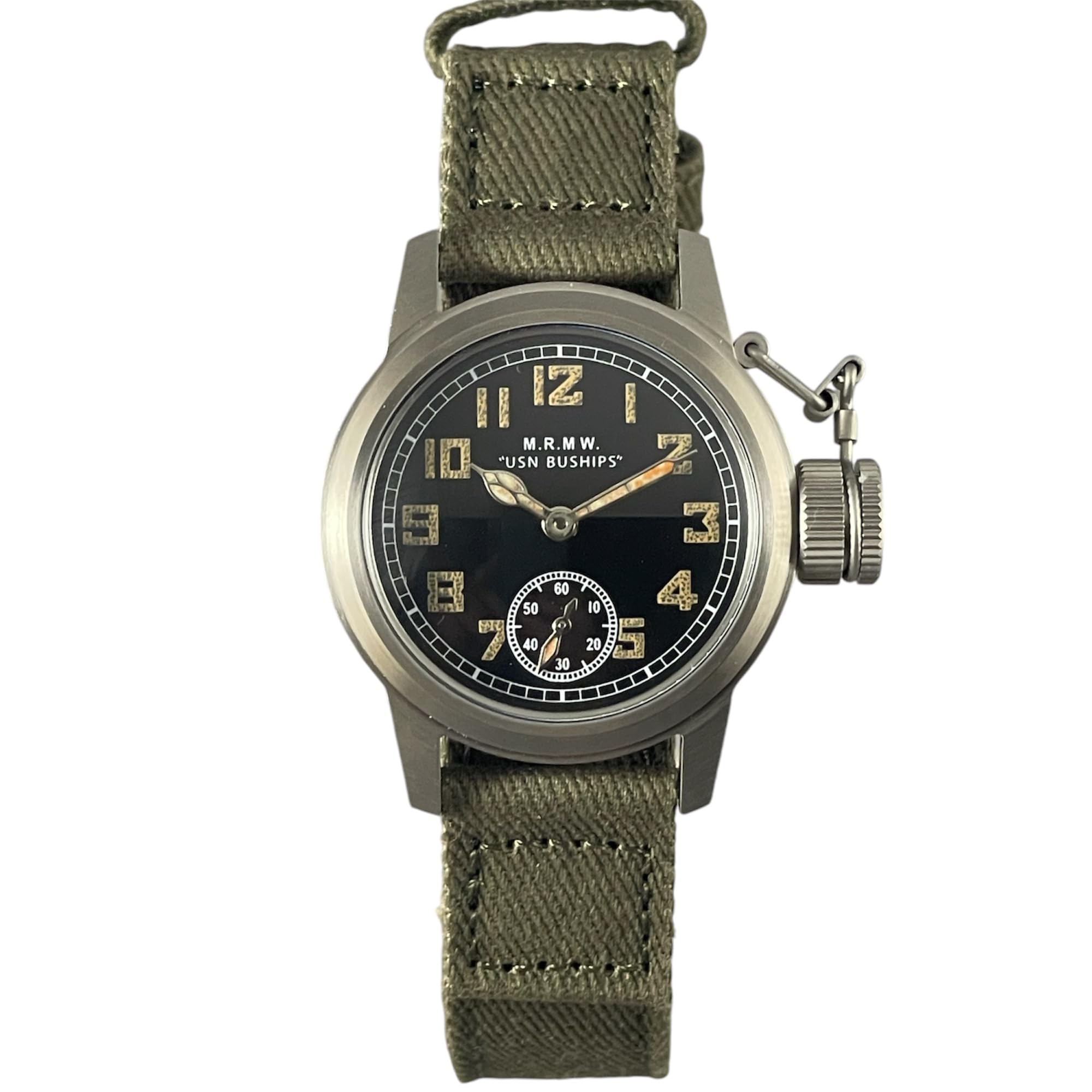 

Buships Small Second Military Watch with Green Fabric Strap M.R.M.W. Men s
