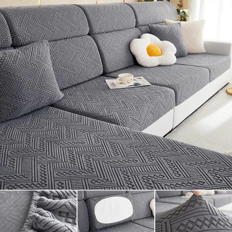 Jacquard Fabric Sofa Sectional Covers For Living Room Removable Couch Slipcover Elastic Sofa Protector Pets Kids Anti-Slip Home