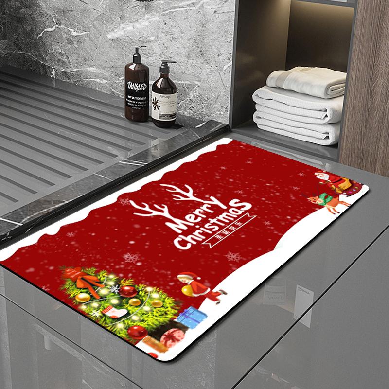 SANFAN Customizable Christmas Multipurpose Floor Mat Doorway Bath Mat Kitchen Mat