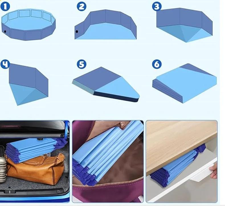 Piscina pliabilă pentru câini, piscină pliabilă pentru copii cu orificiu de drenaj rapid, piscină mică pentru câini, piscină portabilă pentru copii, baie pentru animale de companie