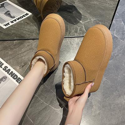 Warm Snow Boots Women's Fur Integrated New Thick-soled Heightening Short Tube Thickened Velvet Boots