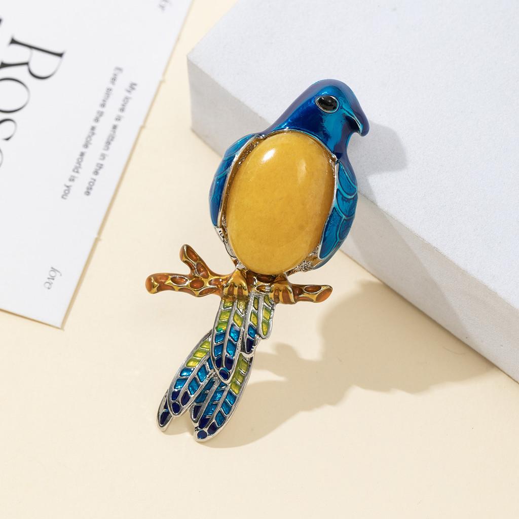 Parrot Enamel Brooch Pin With Shell Inlay For Diy And Jewelry Making