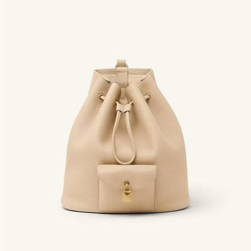 

First layer cowhide backpack women s drawstring small new fashion niche simple large capacity backpack 25*27*14CM