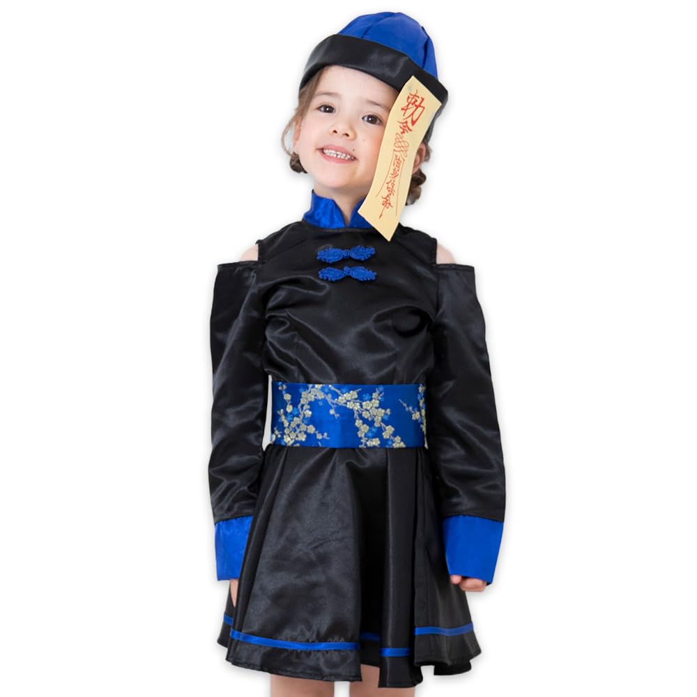

Brightlara Halloween Cosplay Costume for Kids, Jiangshi Zombie Costume, Cute for Girls, Kidscos012-BL-110