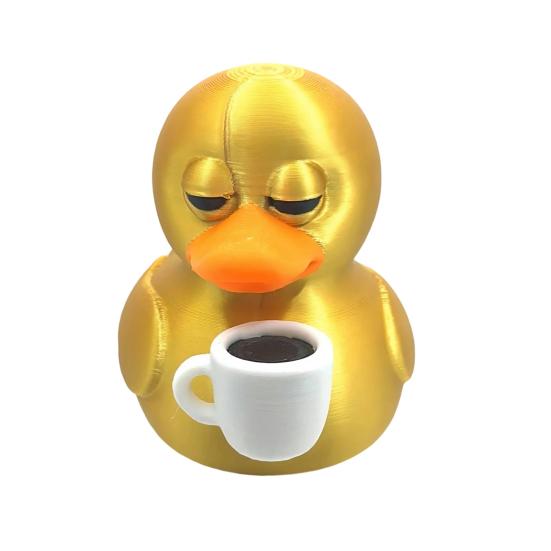 3D Printed Coffee Duck Detailed Gold Collectible Figurine Duck