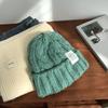 Women's Thick Knitted Wool Hat In Autumn and Winter Versatile Big Head Circumference Green Ins Trendy Face Small Ins Style