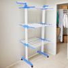 Foldable 4-Tier Free Standing Drying Rack Movable with 4 Castors 2 Lockable Wheels 4 Drying Poles 2 Side Wings for Balcony Patio