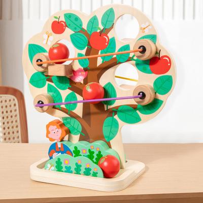 Wooden Apple Tree Rolling Ball Toy - Montessori Fine Motor Skills And Gravity Observation Educational Game Suitable For Toddlers