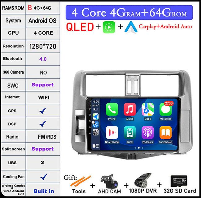 Android 14 DSP For Toyota Land Cruiser Prado 150 2009-2013 Car Radio Auto Multimedia Video Player GPS Navigation Carplay BT