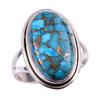 Natürlicher Blauer Türkis Edelstein 925 Massiv Sterlingsilber Ring Gr.7 N5U56