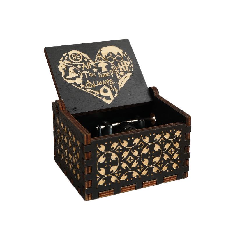 Hogwarts Hand-Cranked Retro Carved Wooden Music Box