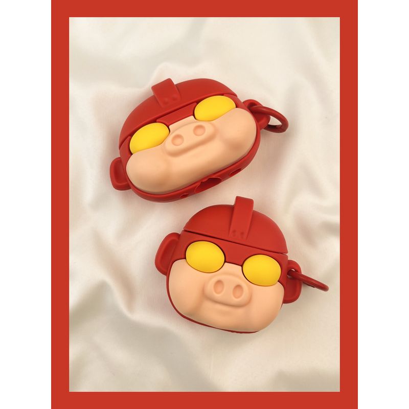 

to Apple Pro Earphone Case Second Generation Wireless Bluetooth 1 Third Generation Aipods2 Generation 5 Generation 5 Generation 4 Generation Silicone AirPods Pro2 [Fun Cartoon Pig Man] Send Hook