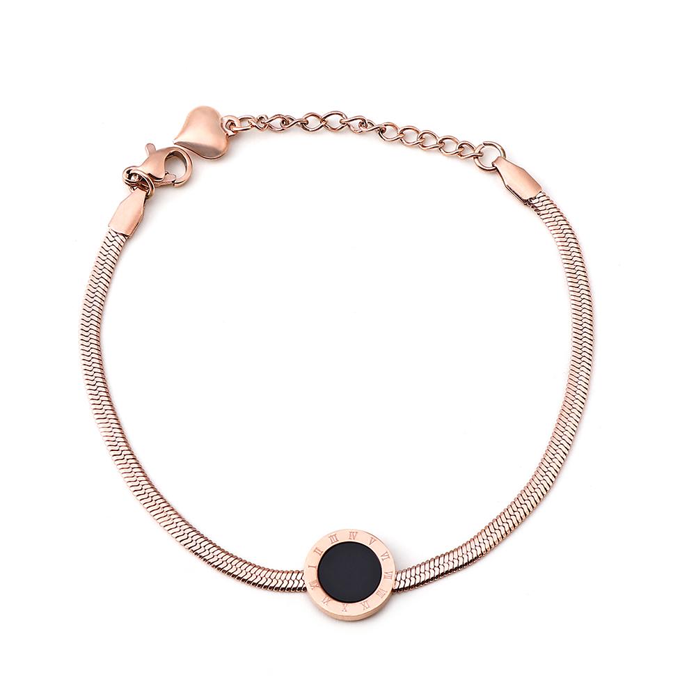 Cochilie neagră simplă, numere romane, lanț de gustări din aur trandafir de lux, din oțel inoxidabil, brățări pentru femei, brățară inimă pentru femeie, bijuterii