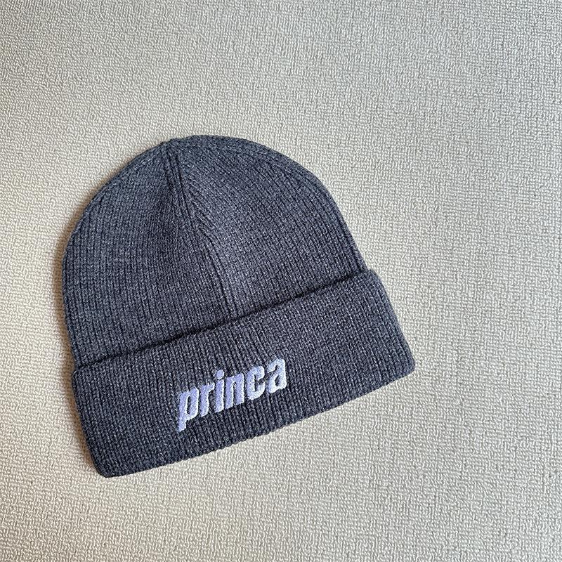 English Embroidered Arctic Velvet Dome Beanie Versatile Warm Plush Hat Embroidered Rolled Edge Knitted Hat