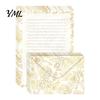 Floral Patterned Envelopes 5Pcs Butterfly Stationery Paper Envelope Set, Vintage Writing with Lined Artistic Message Pages, Letter Kit for Letters,