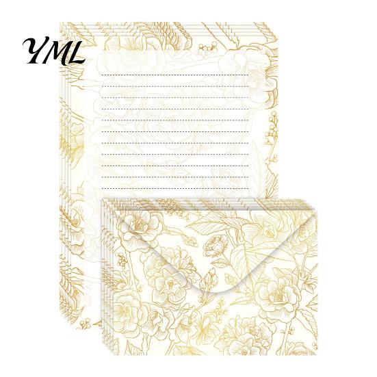 Floral Patterned Envelopes 5Pcs Butterfly Stationery Paper Envelope Set, Vintage Writing with Lined Artistic Message Pages, Letter Kit for Letters,