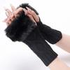 Diamond-shaped Short Woolen Gloves New Fall and Winter Woolen Sleeve Cover Female False Sleeve Knitted Warm Finger Open Wrist Arm Sleeve