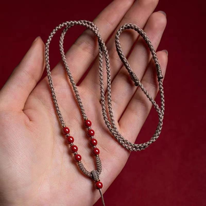 Hand-woven cinnabar pendant cord, neck strap for men and women, safety buckle necklace cord, jade pendant hanging cord Simple Style