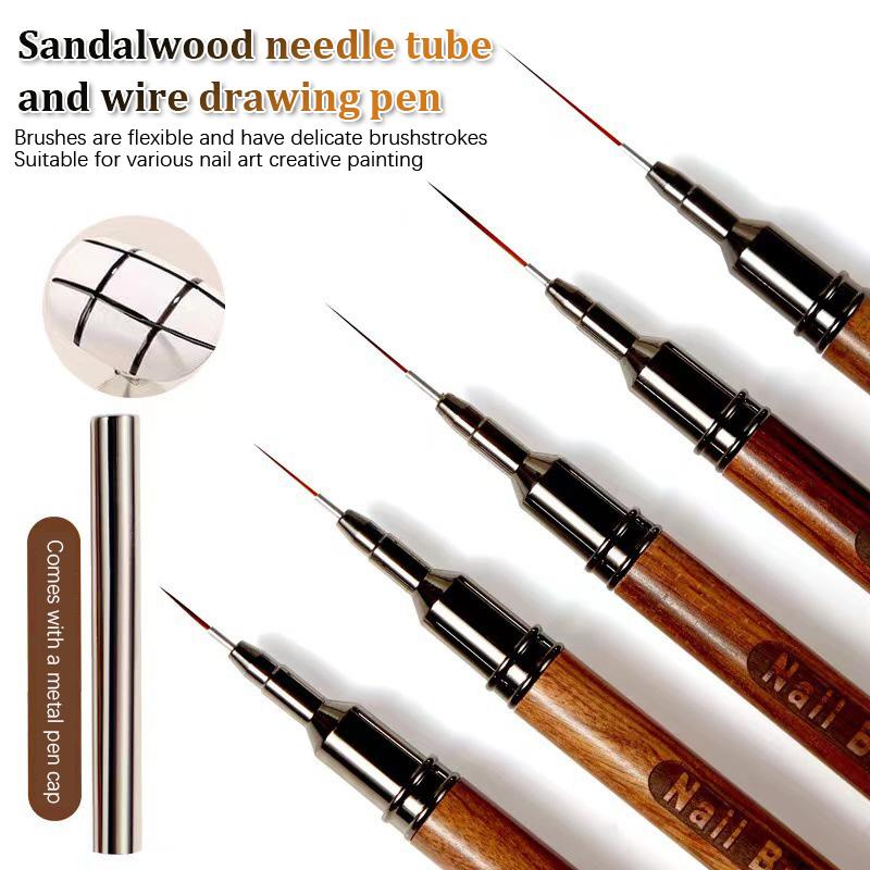 Sandalwood Extremely Fine Nail Design Line Pen Nail Construction Painting Brush Uv Gel Extension Drawing Carving Pen Diy