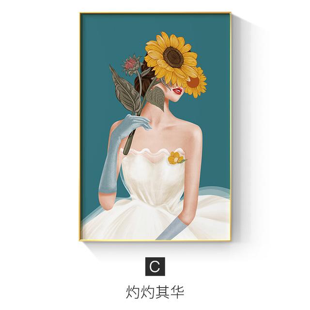 Abstract Flower Women Posters and Prints Sexy Lady Wall Art Decorative Paintings Nordic Canvas Pictures for Interior Home Decor