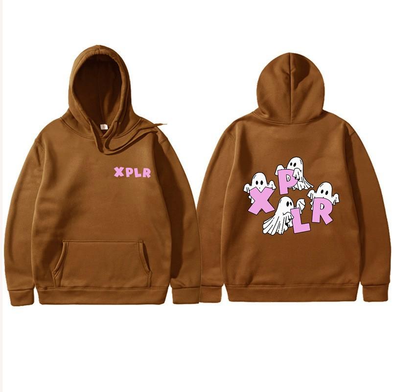 Sam and Colby Xplr Ghost Print Hoodie Men Women Retro Long