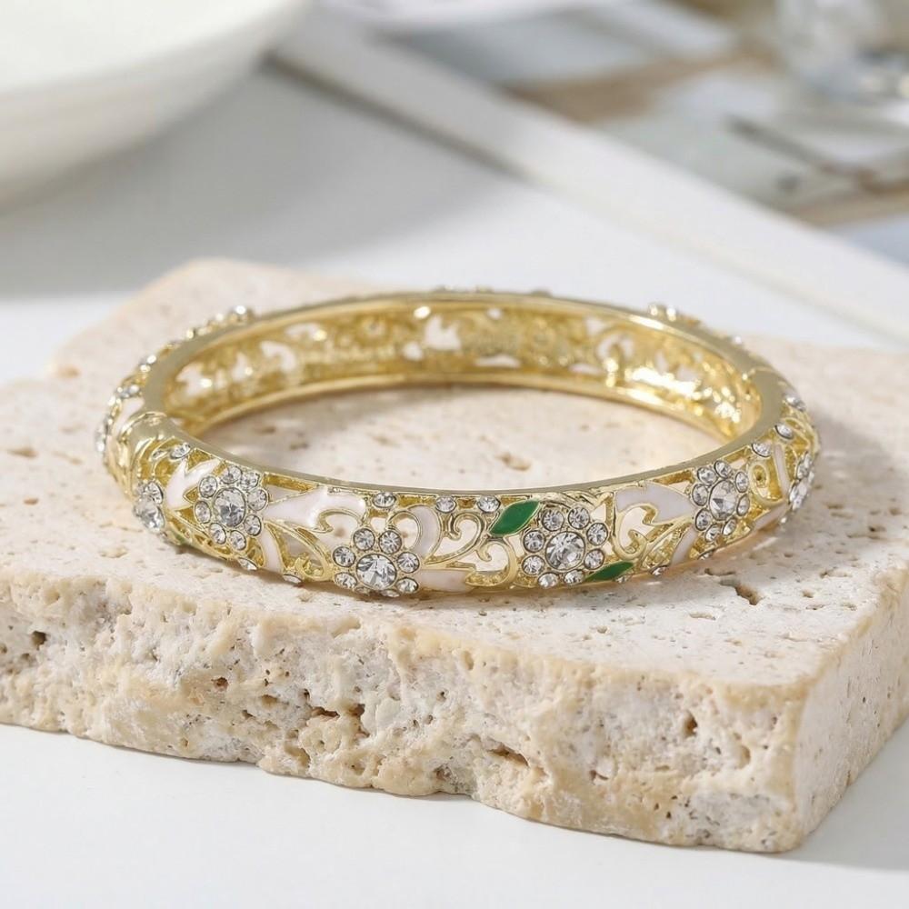 Rhinestone Vintage Cloisonne Bangle Hollow Women's Hand Bracelet  Jewelry Gifts