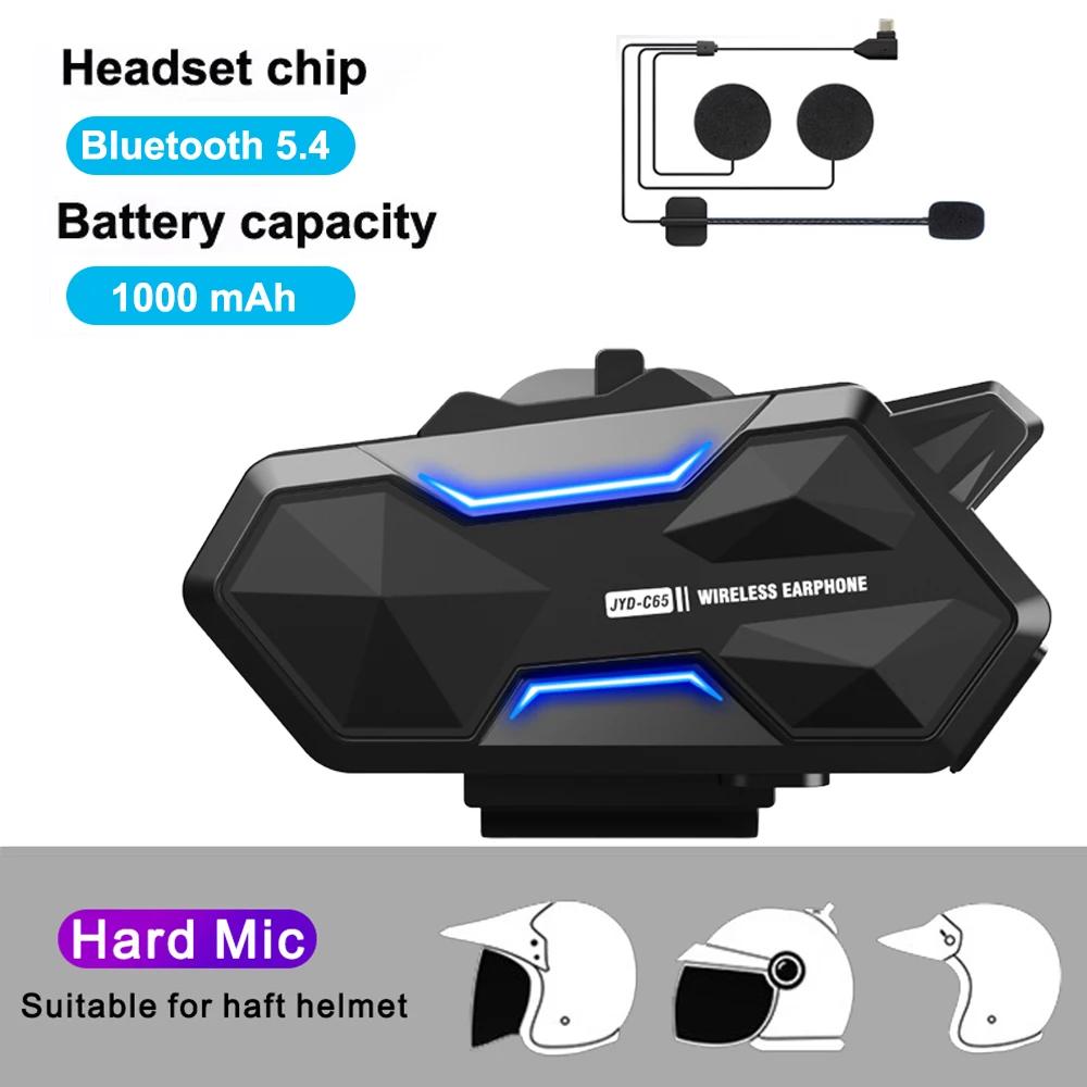 

KEBIDUMEI Motorcycle Intercom Headset Helmet BT 5.4 intercommunicator 500M Wireless Hands-free Call Phone Kit with Waterproof
