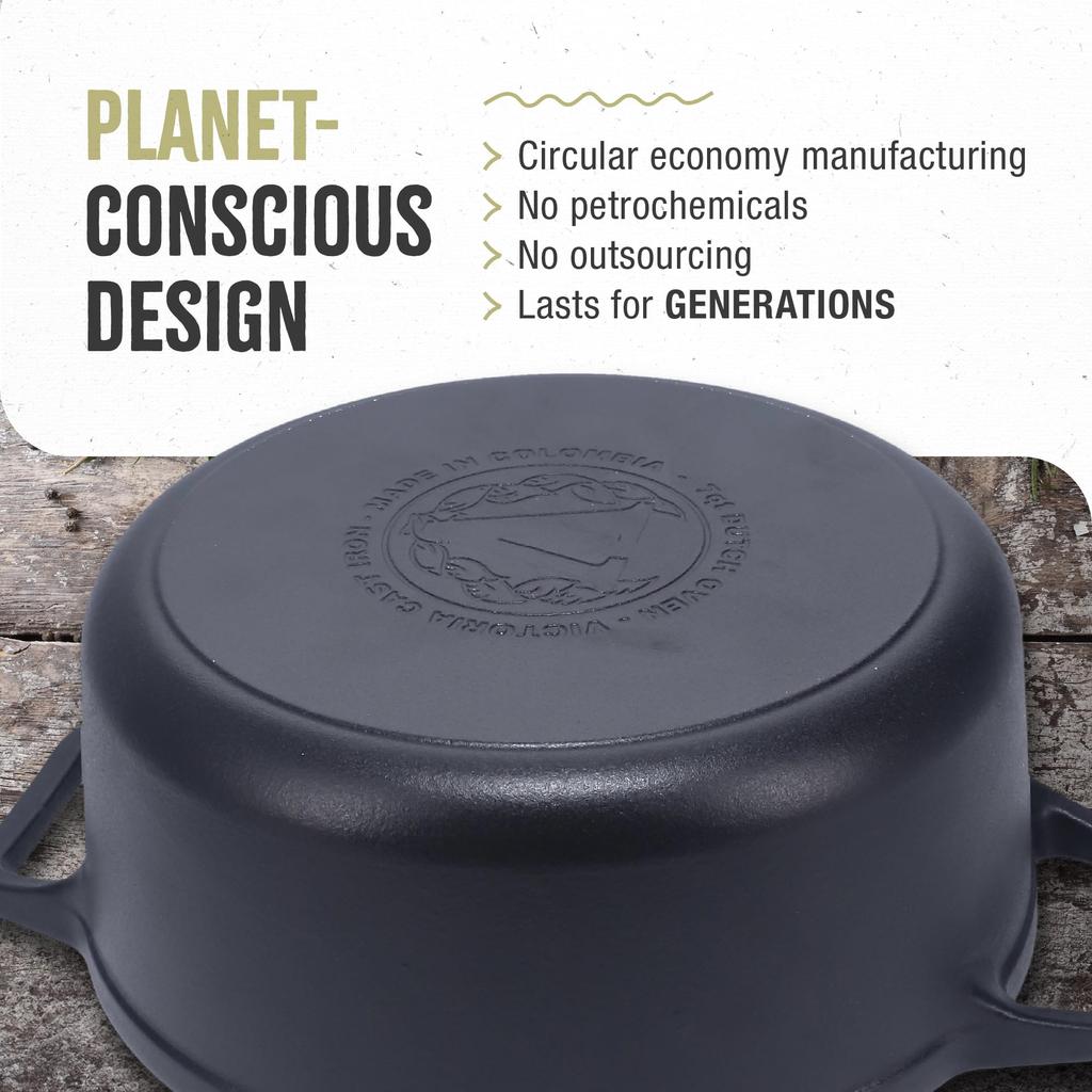 Japanska VICTORIA holländsk ugnslinfröolja Kryddat gjutjärn med lock [Äkta produkt] (7QT)