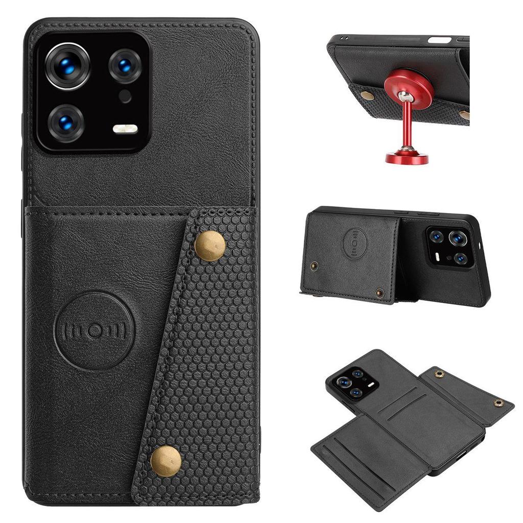 PU Leather Wallet Phone Case for Xiaomi 13 Pro,13 Multiple Card Slots Dual Metal Button Closure Shockproof Full‑Body Protective Cover