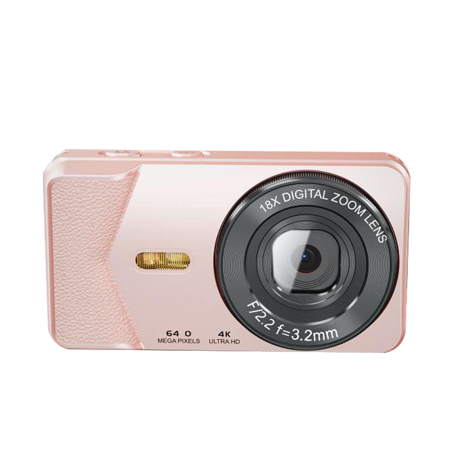 

Digital Camera 4K 64MP Selfie Video High Resolution Camcorder with 18X Zoom for Teens Adult Beginner рожевий