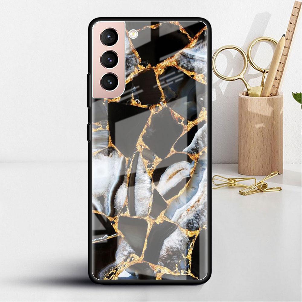 Carcasă din sticlă marmorizată pentru Samsung Galaxy S22 S20 FE S21 Plus, husă de telefon S10 5G S9 Note 20 Ultra 10 Lite