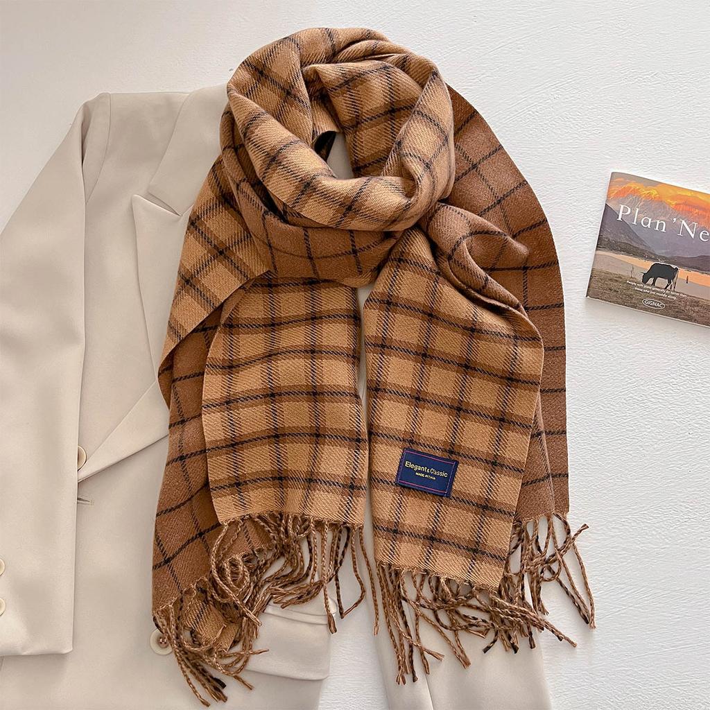 50*200CM Thickened Warm Scarf For Women Long Tassel Pashmina Shawl Faux Cashmere Warps Autumn Winter Warm Blanket For Men