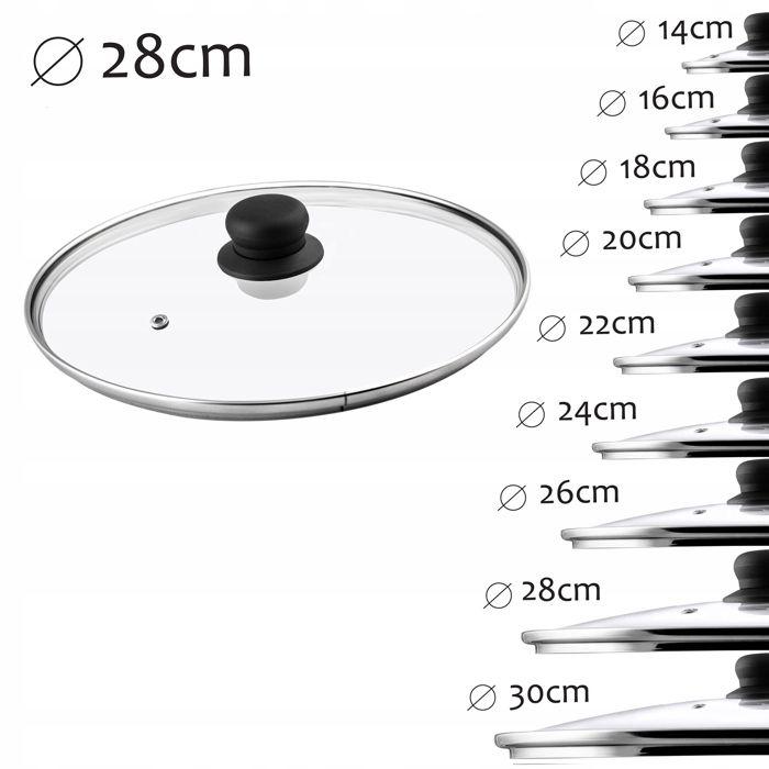 Couvercle en verre - kadax - 28 cm - résistant à la chaleur - poignée en plastique - écologique