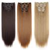24Inch 16 Clips In Hair Extensions Long Straight Hairstyle Synthetic Blonde Black Hairpieces Heat Resistant False Hair Daily/.\[
