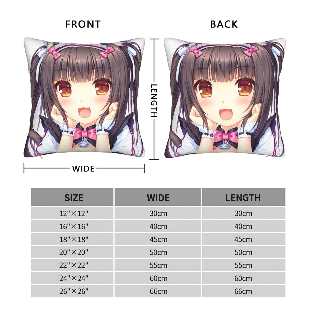 Pillow Case Super Kawaii Game Nekopara Chocola Vanilla Square Pillow Cover For Living Room Bed Chair Fashion Pillowcases