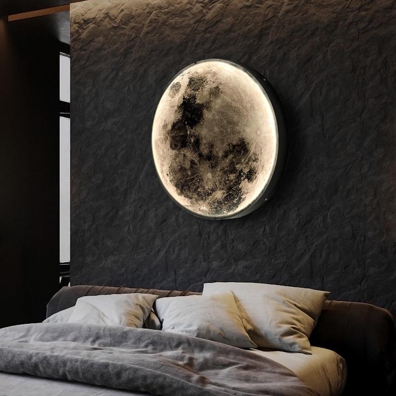 Modern LED Wall Lamp Moon Indoor Lighting For Bedroom Living Hall Room HOME Decoration Fixture Lights 18W, 24W decorate Lusters Lamp 220V