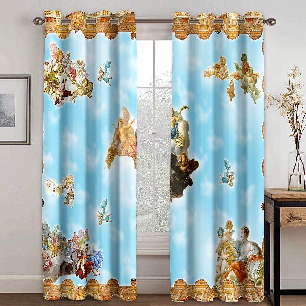 

Angel Aristocrat Series Luxury Sunshade Curtains 2PCS Hook Punch for Living Room Bedroom Decoration 100W130H(CM)40x51in&Hook