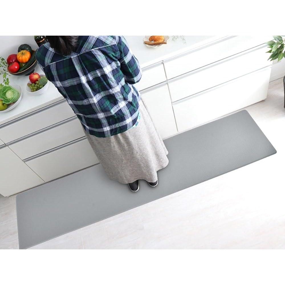 Baibu Home Kitchen Mat Washable 8mm Thick Comfortable Cushioned Gray 120 Anti-Slip Waterproof