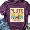 Never Forget Pluto Shirt, Retro Style Funny Space Science T-Shirt, Planet Pluto Tribute Tee, Retro Space Enthusiast Shirt, Funny Science