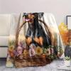 Flower Basket Dogs  Print Flannel Blanket, High quality Comfortable for All Seasons, Home Decor, Warmth and Comfort