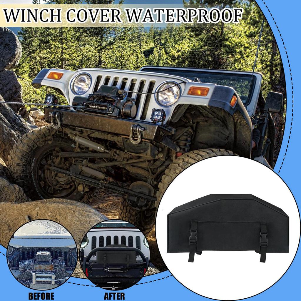 Winch Dust Cover UV Protection Adjustable Straps Oxford Waterproof Winch Accessories For Snow Automobile Automotive Car Outdoor