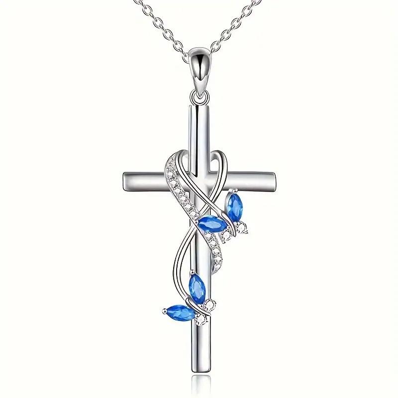 Temu Explosive Delicate Women s Necklace Elegant Butterfly Angel Wings Cross Pendant Necklace