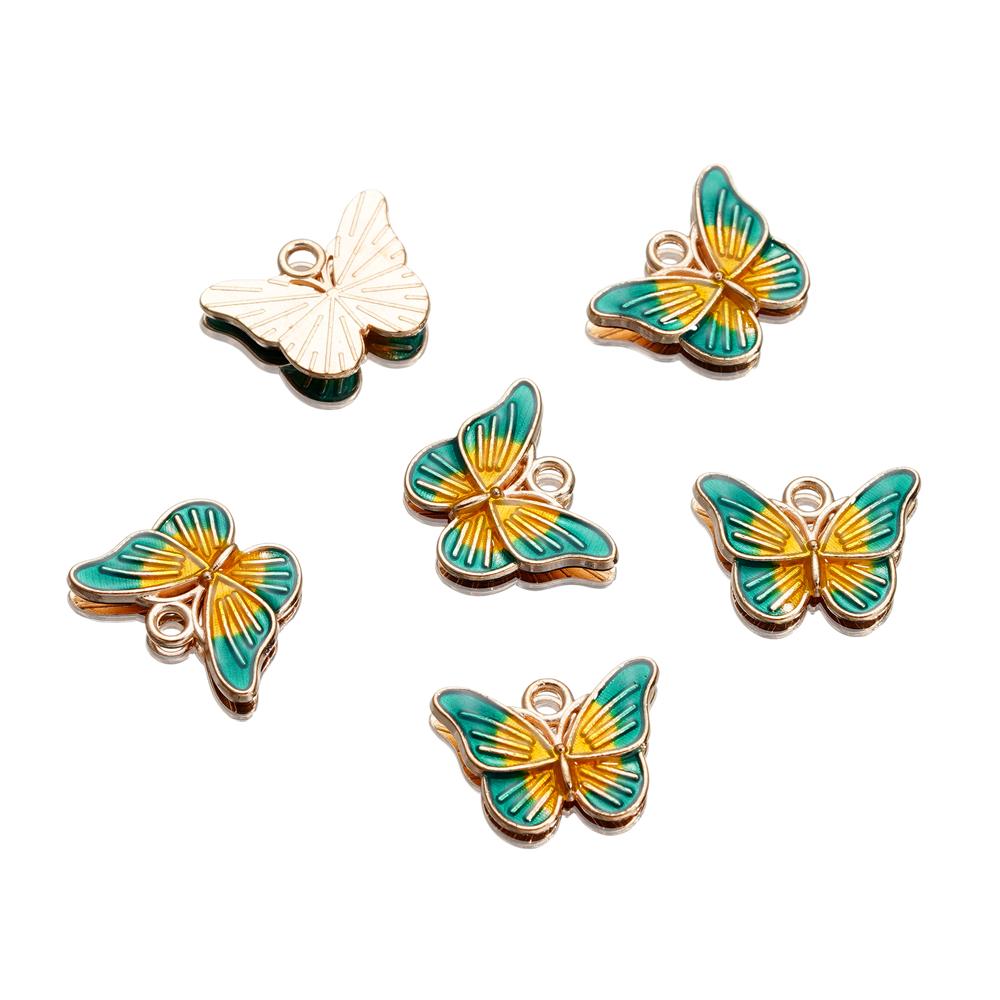 4Pcs/Lot 4 Styles Alloy Metal Drop Oil Butterfly Charms Animal Pendant For DIY Bracelet Necklace Jewelry Making Accessories