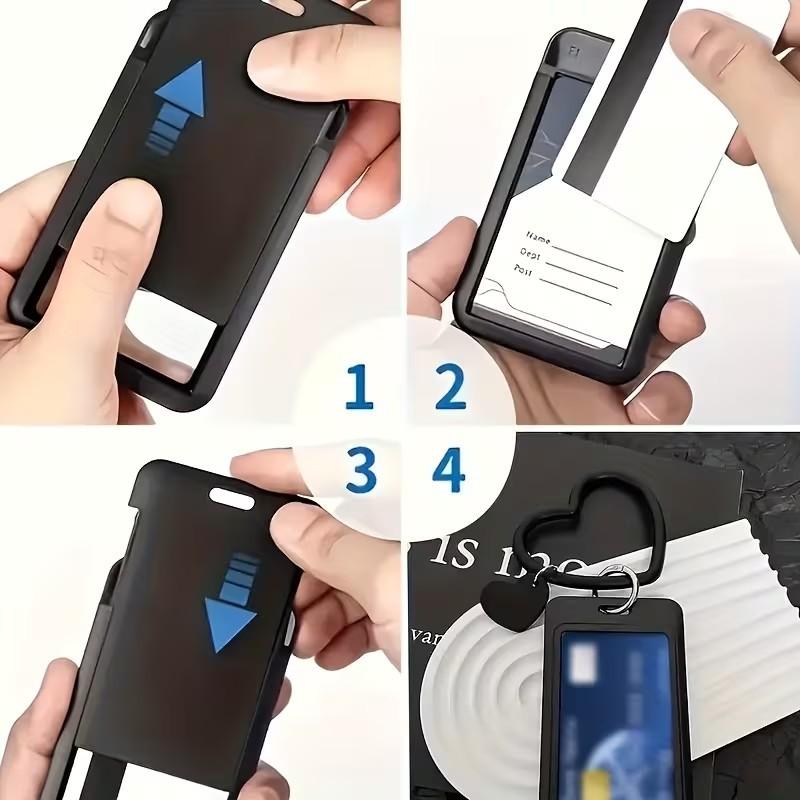 Korean Style Aesthetic Credit Card Holder Case Cute Macaron Color Heart Keychain Badge Id Business Card Holdersfor Students