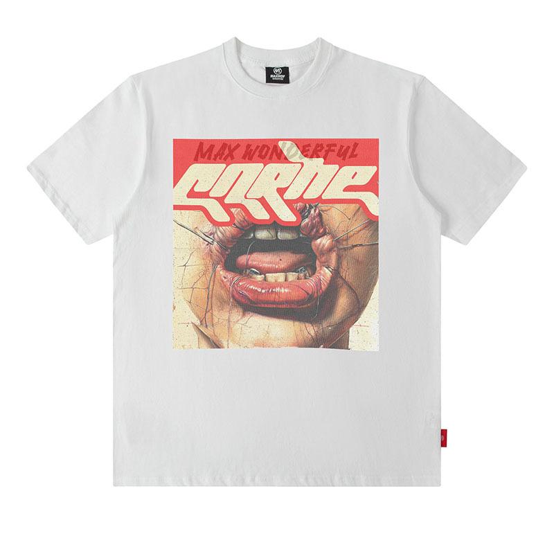 European And American High Street Abstract Printing T-Shirt Oversize Large Version Casual Cotton Short-Sleeved T-Shirt Men And Women