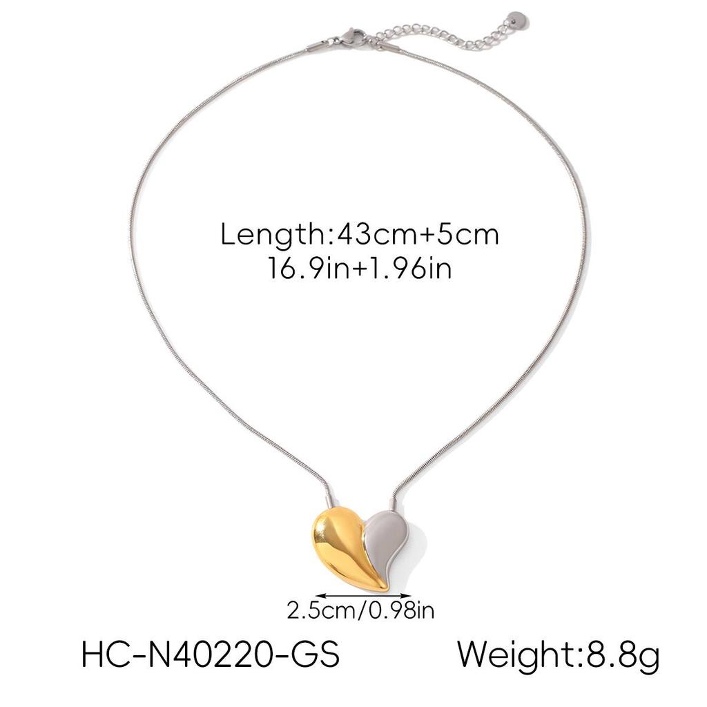 Luxury Stainless Steel Heart Pendant Necklace for Women - High-End Titanium Steel Choker