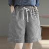 ZANZEA Women Casual Elastic Waist Loose Plaid Print Summer Shorts