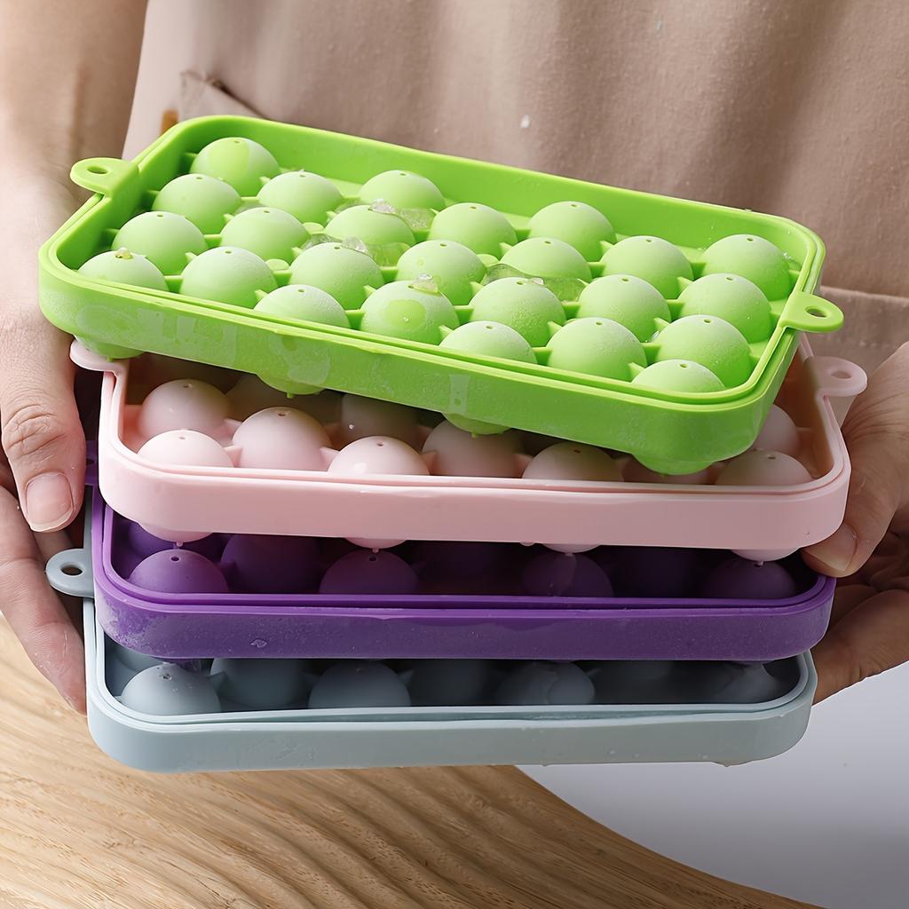 25 Grids Ball Ice Cube Mold Silicone with Cover Ice Storage Box Easy To Demould DIY Ice Ball Maker Grape Ball Handmade Soap Mold